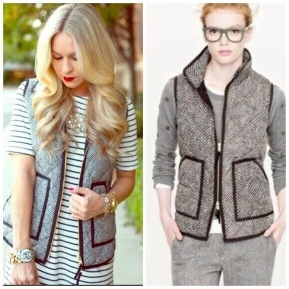 J. Crew Herringbone Excursion Down Vest Style 02533 Women’s Size XS NWT - Picture 1 of 15